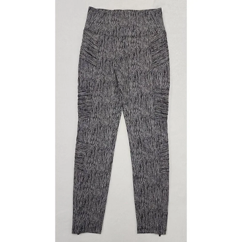 Athleta DELANCEY Textured MOTO TIGHTS Black Printed Leggings XS